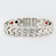 HealthyLine Stainless Steel Energy Bracelet 4-in-1. Silver Color. Model B039S