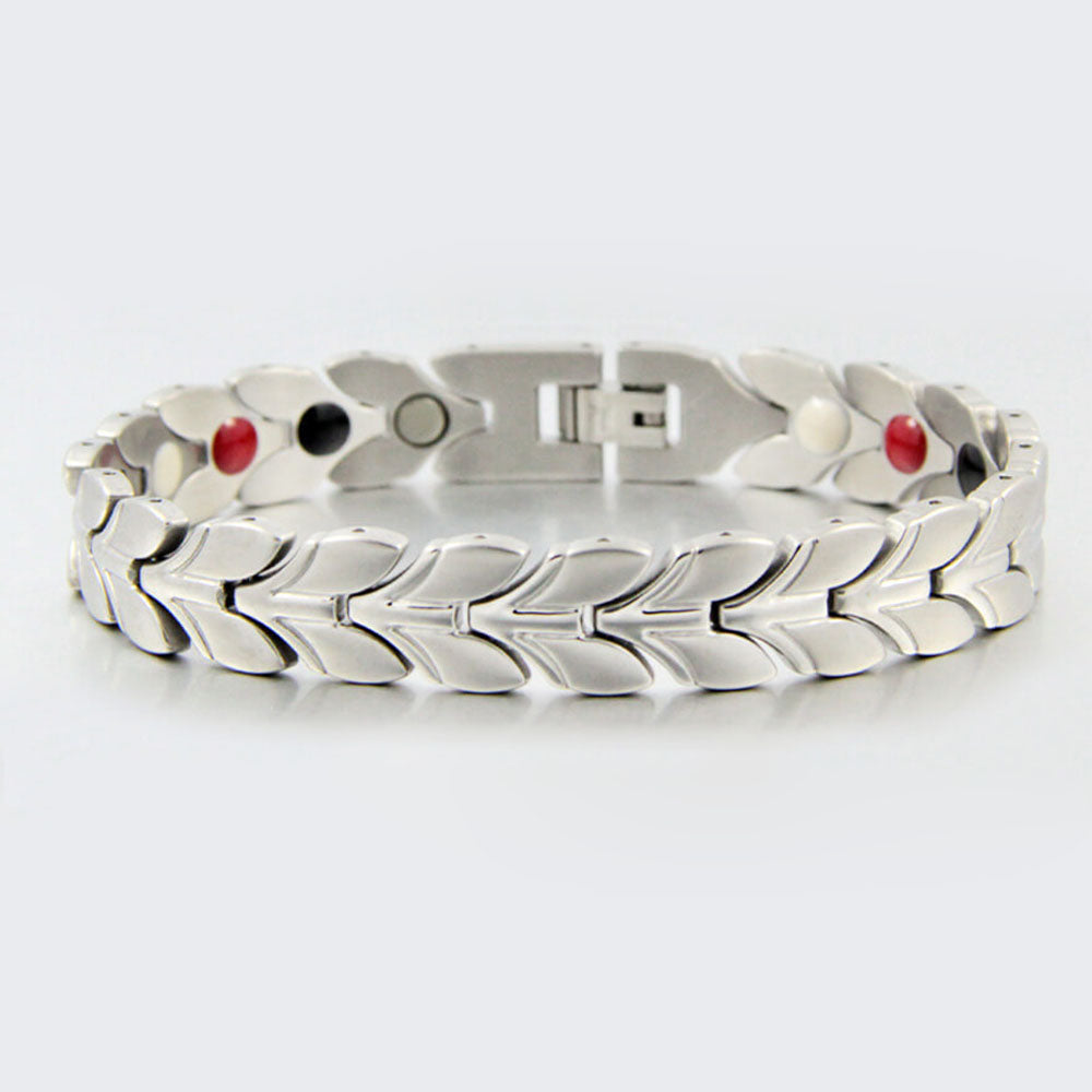 HealthyLine Stainless Steel Energy Bracelet 4-in-1. Silver Color. Model B039S