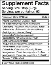 Supplement Facts of Anima Mundi COLLAGEN BOOSTER Powder | Super-Fruit Bliss