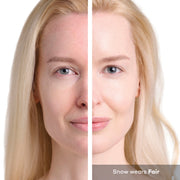 Before and after complexion results using FACEBRELLA™ Tints Fair shade