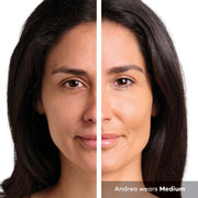 Before and after complexion results using FACEBRELLA™ Tints Medium shade