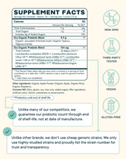 Supplement Facts of Ora Organic Trust Your Gut: Probiotic & Prebiotic Powder