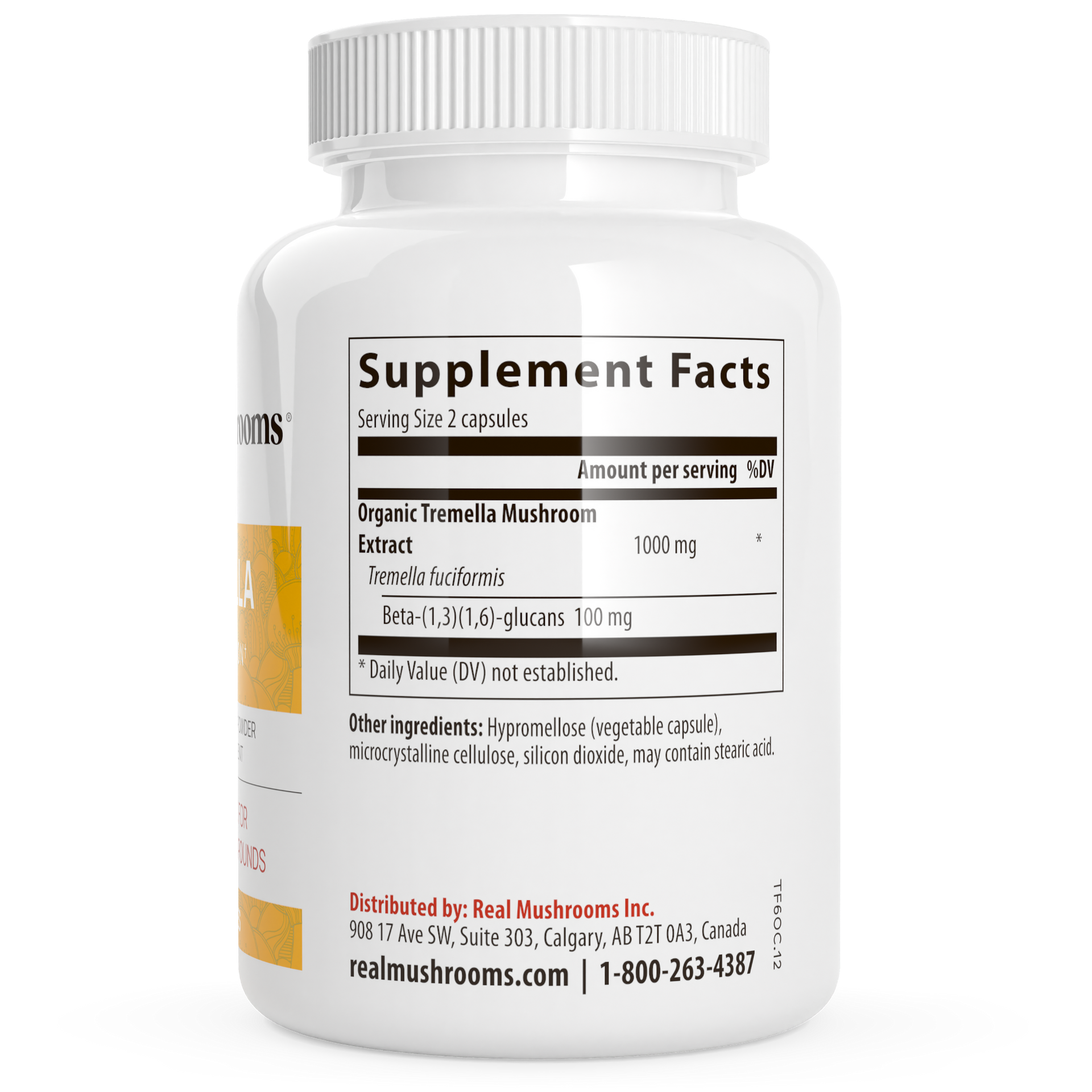 Real Mushrooms Organic Tremella Extract Capsules Supplement Facts