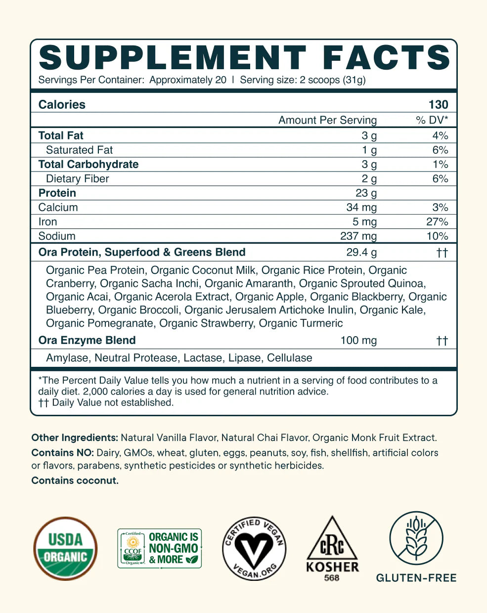 Vanilla_CHai Supplement Facts