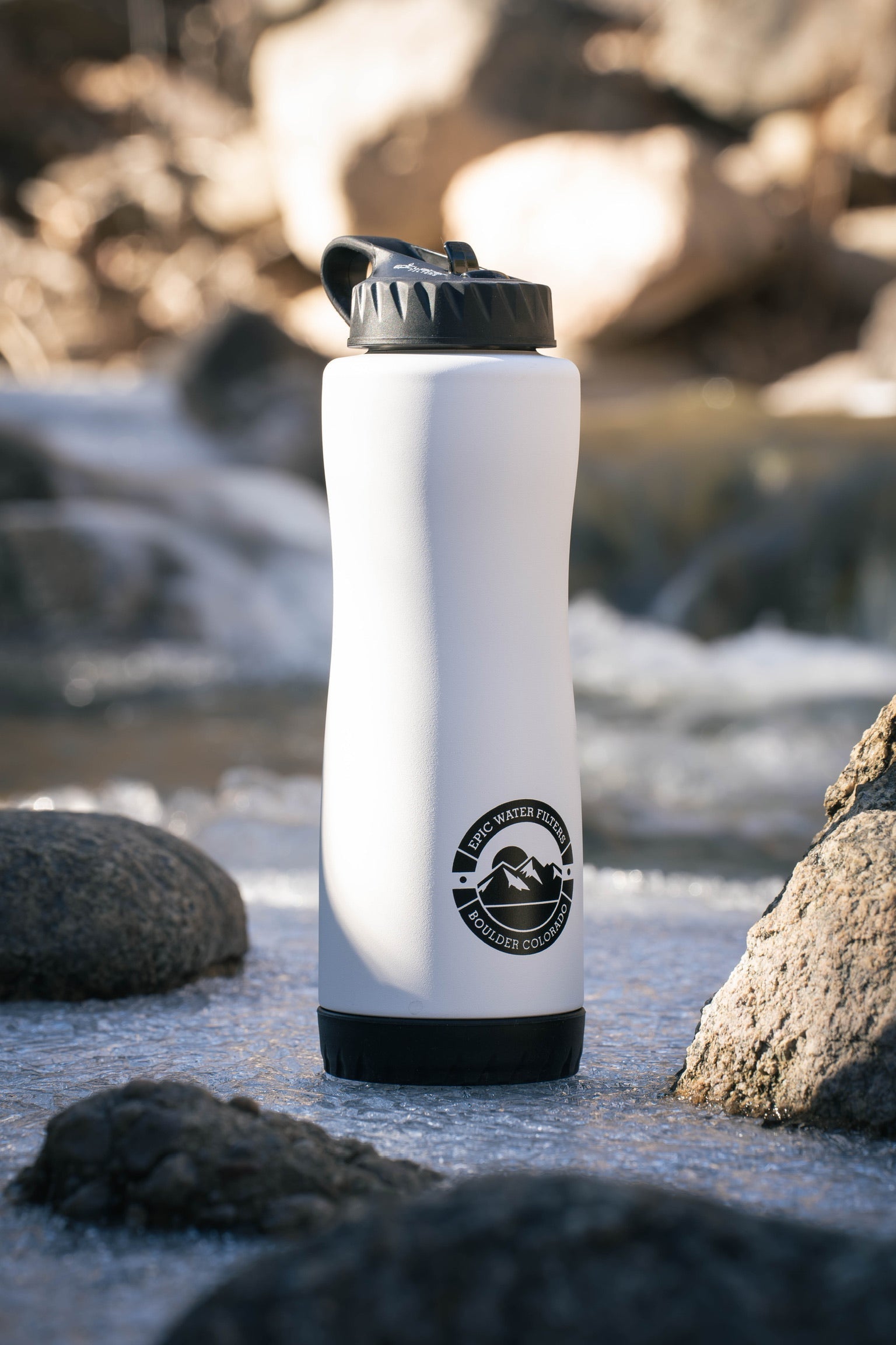 White Vostok Vacuum Insulated Stainless Steel 34oz Epic Water Filter