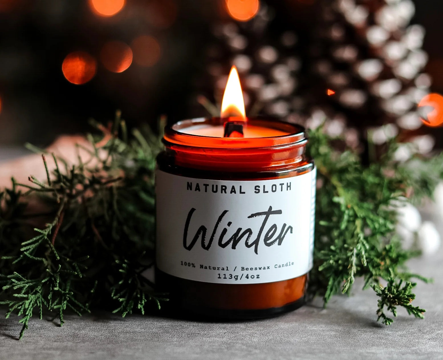 Natural Sloth Winter Candle 4 oz