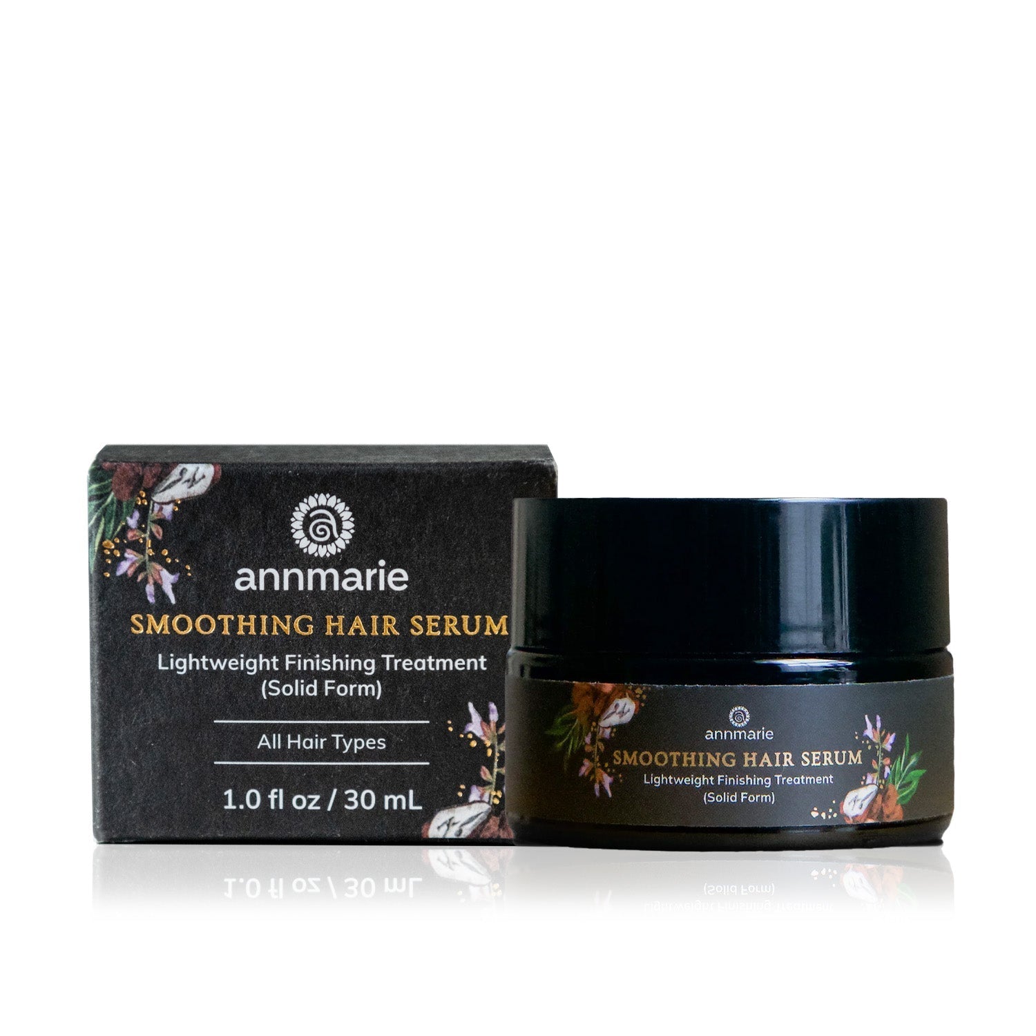 Annmarie Smoothing Hair Serum with retail packaging and botanical hair care formula