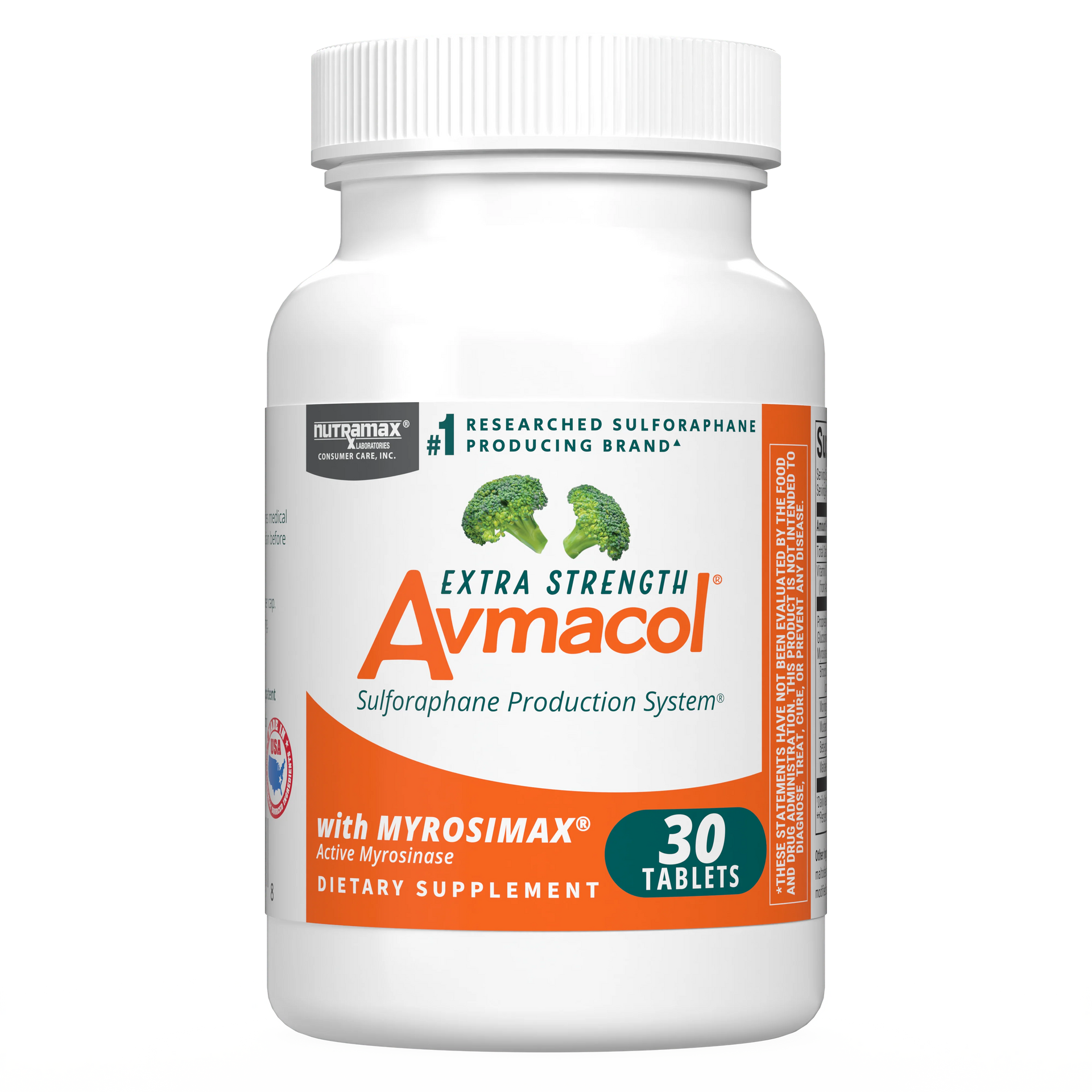 Supplement bottle labeled 'Extra Strength Avmacol' on a white background - 30 count