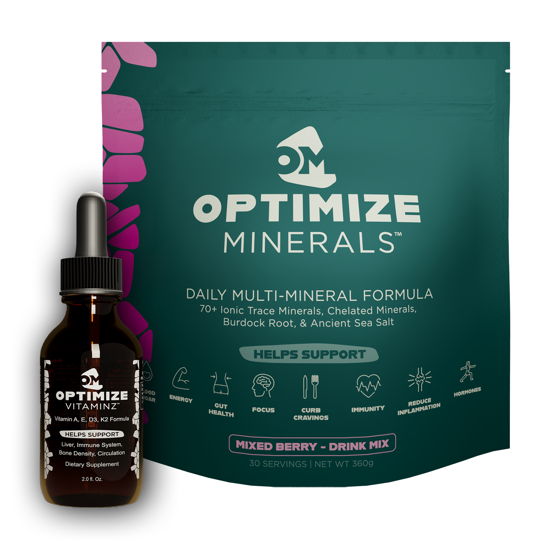 Optimize Minerals Mixed Berry and Optimize Vitaminz