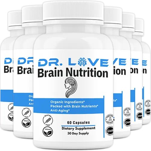 6 bottles of Dr Love Brain Nutrition gluten free and vegan