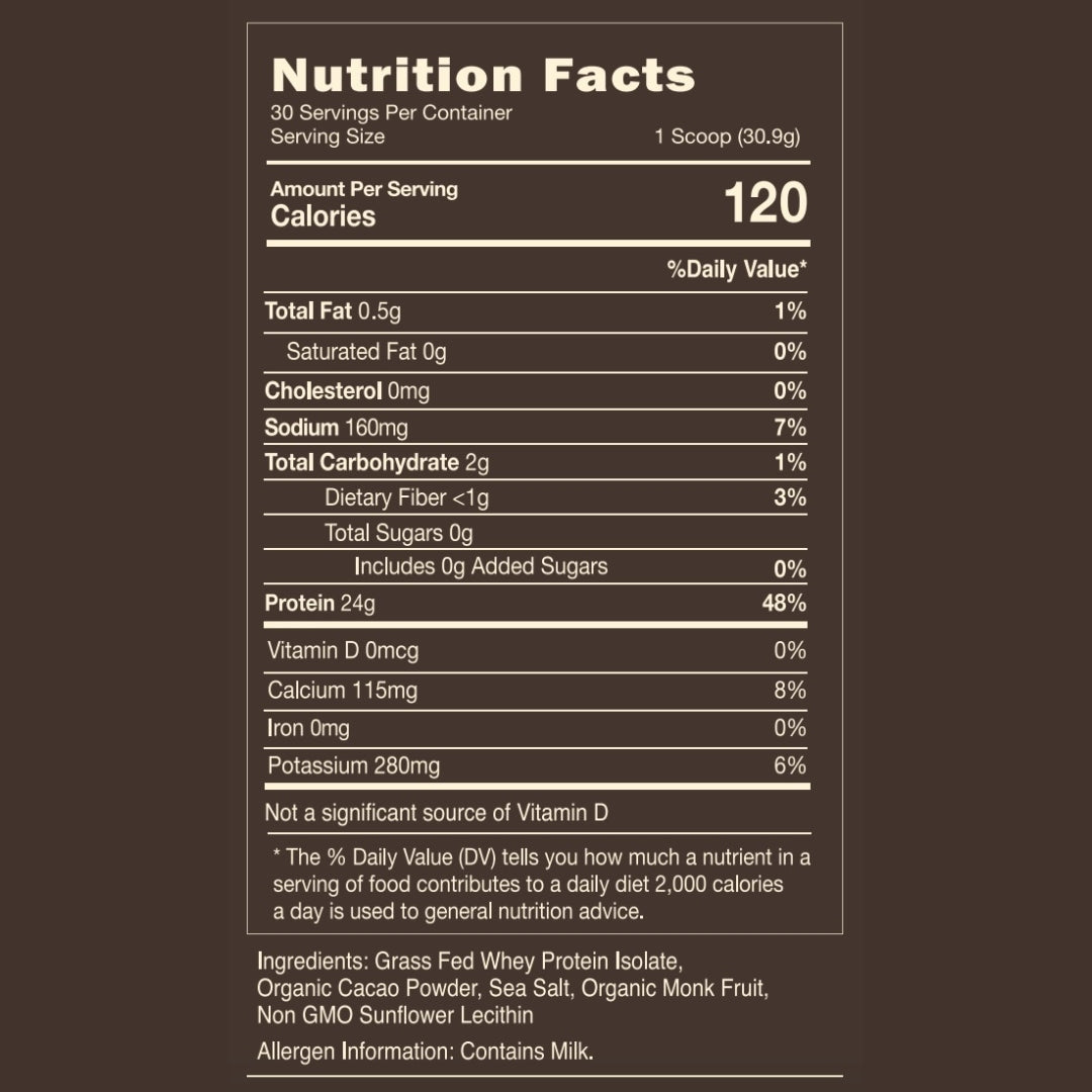 Kono Nutrition Regenerative Grass Fed Chocolate Whey Protein Isolate Nutrition Facts