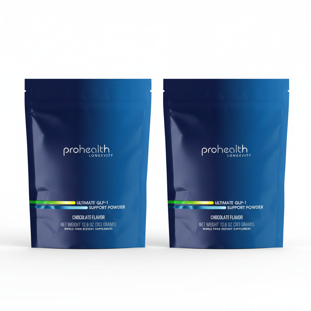 Two bottles of Prohealth Longevity - Longevity Creatine Ultimate GLP-1 Support Powder - 363 Grams