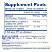 Supplement Facts of Prohealth Longevity Berberine Pro - 1,200 mg per day, 60 capsules