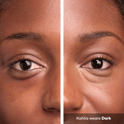 Before and after under-eye brightening results using EYEBRELLA™ Dark shade