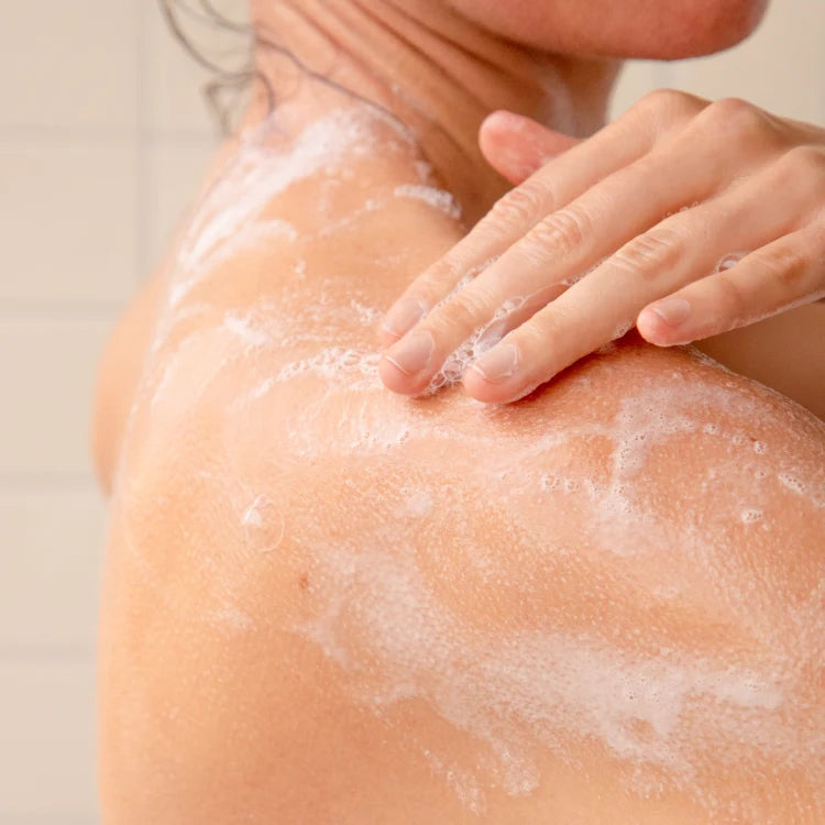 Applying 100% Pure French Lavender Shower Gel