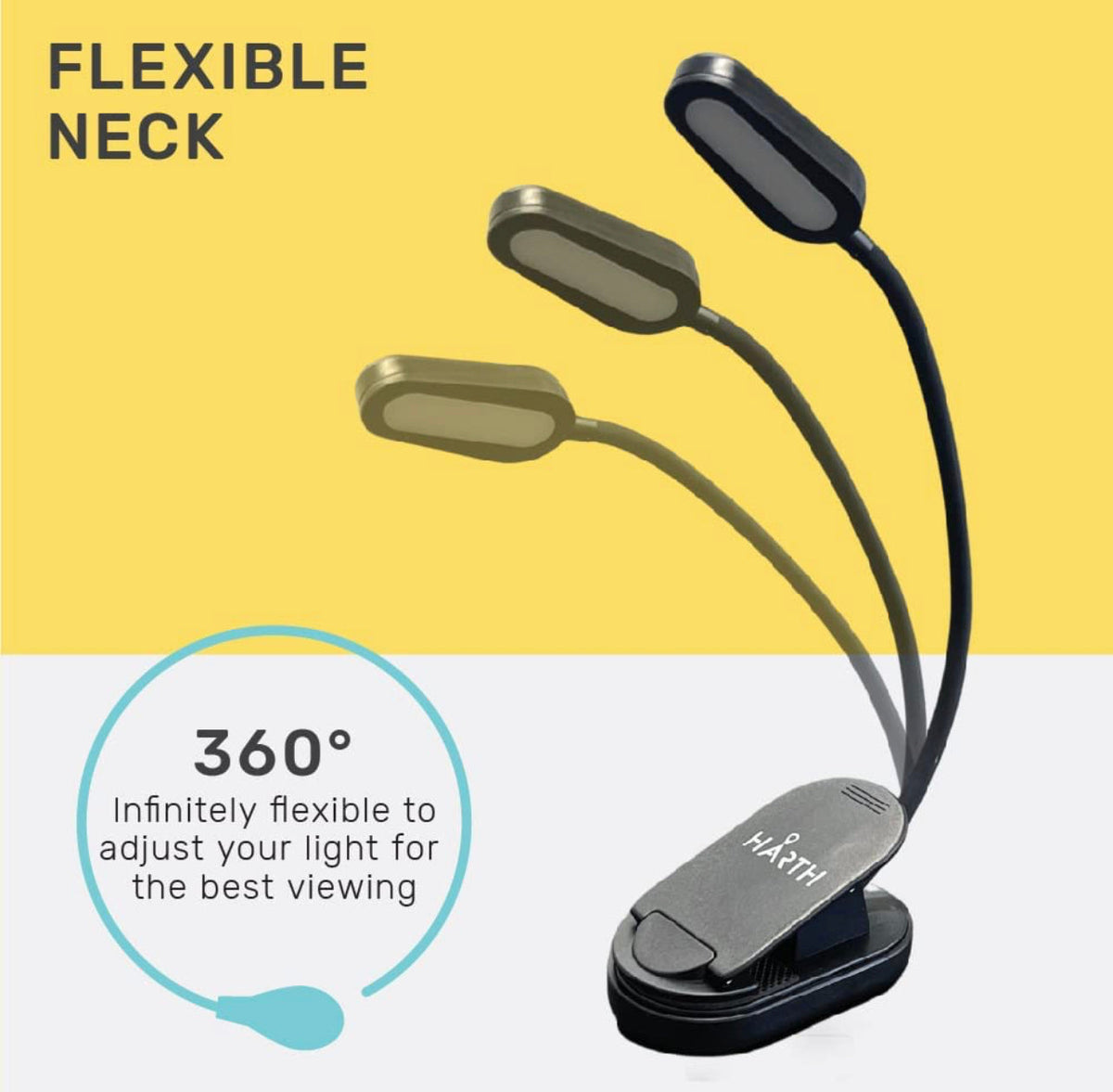 Lightweight & Portable - HarthYourHome Reading Lamp - Low Blue Light - Amber Clip-On Study Light