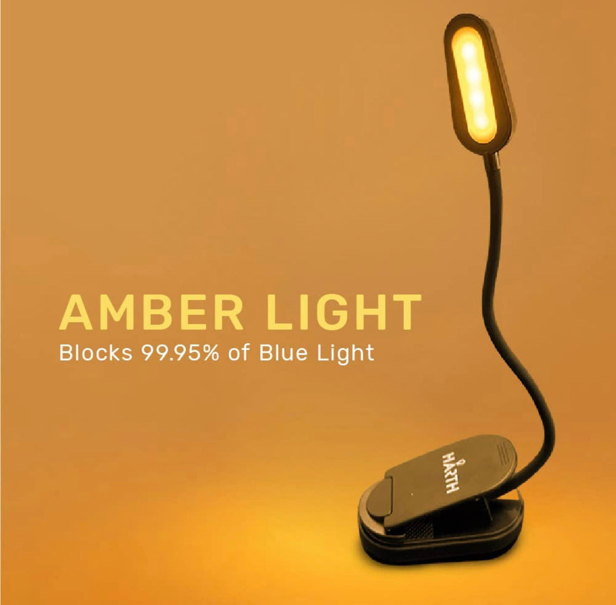 Dimmable & Adjustable - HarthYourHome Reading Lamp - Low Blue Light - Amber Clip-On Study Light 
