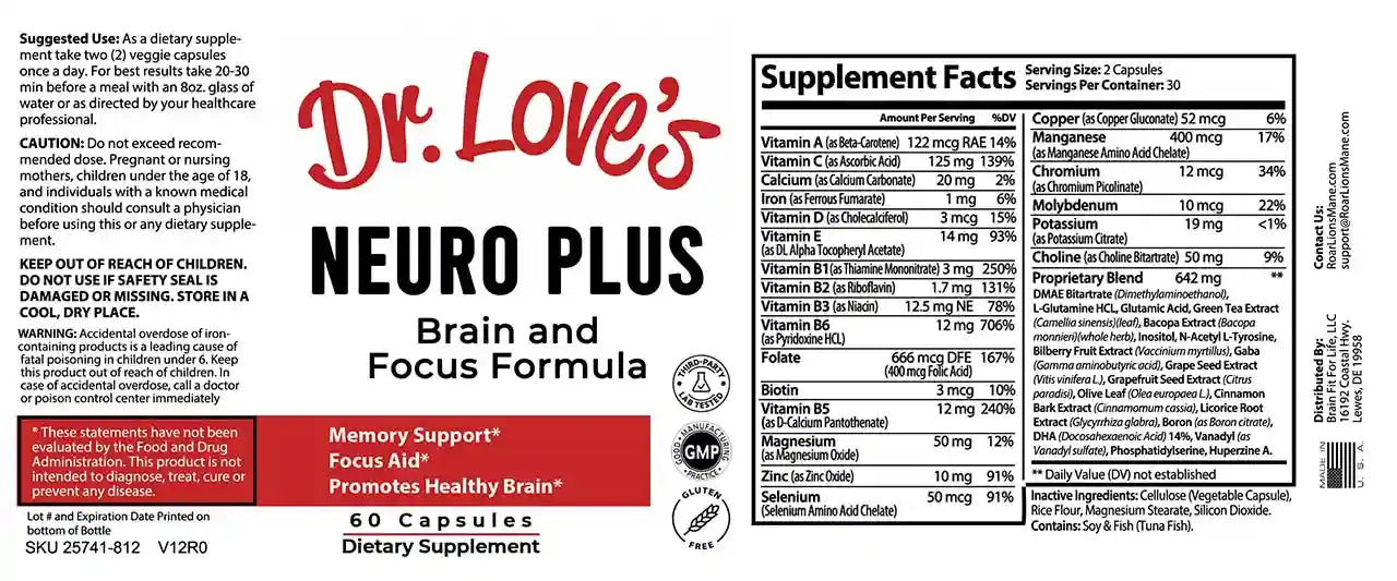 Dr Love Neuro Plus Supplement Facts