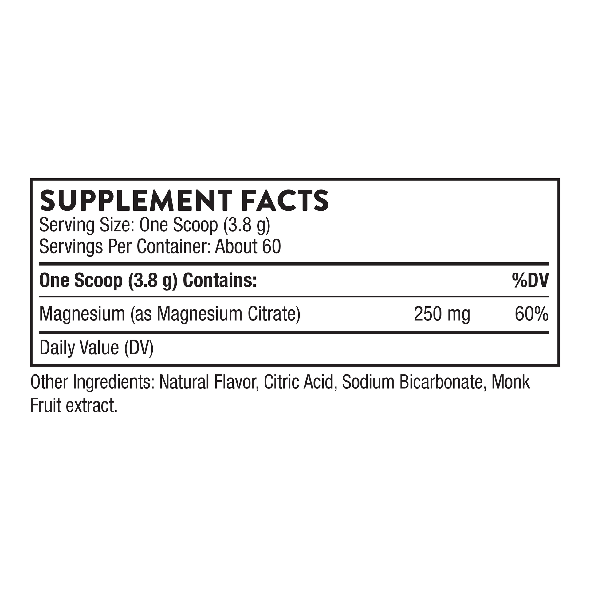 Thorne Magnesium Citrate Supplement Facts label showing serving size, elemental magnesium content, and ingredient information.