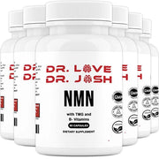 Several bottles of Dr. Love's NMN 1000mg arranged in a group highlighting product quantity and brand presentation.