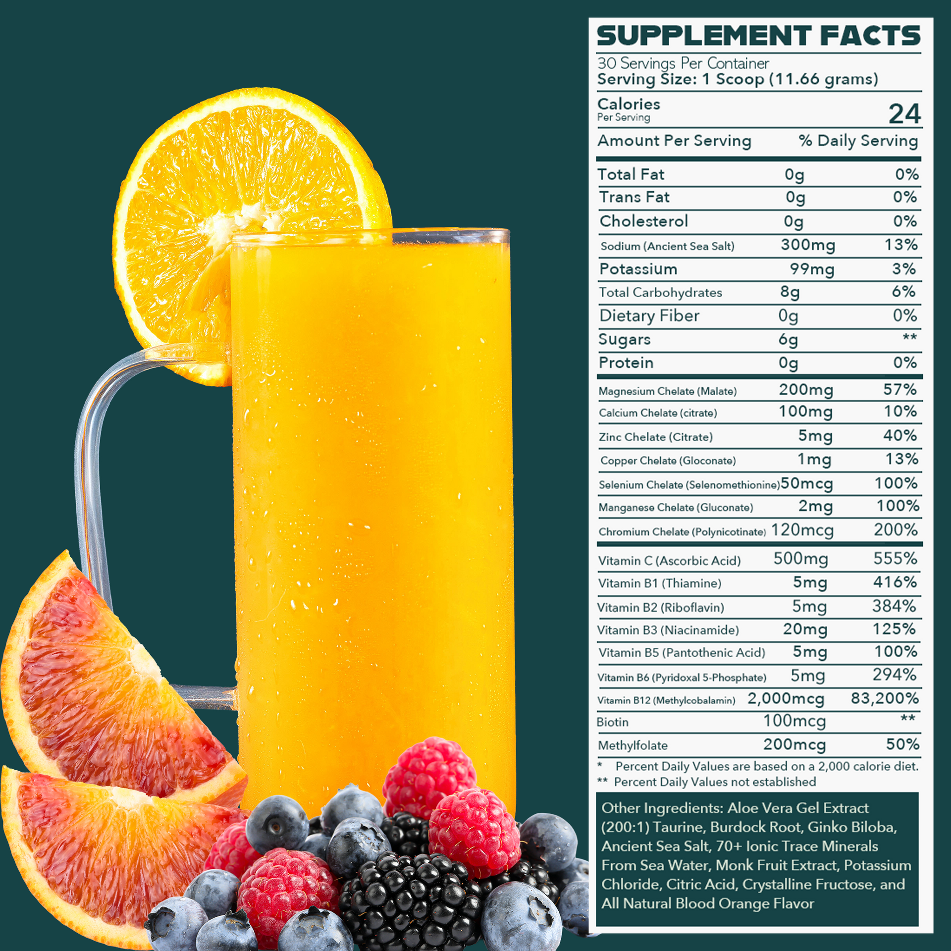 Optimize Minerals Blood Orange Supplement Facts