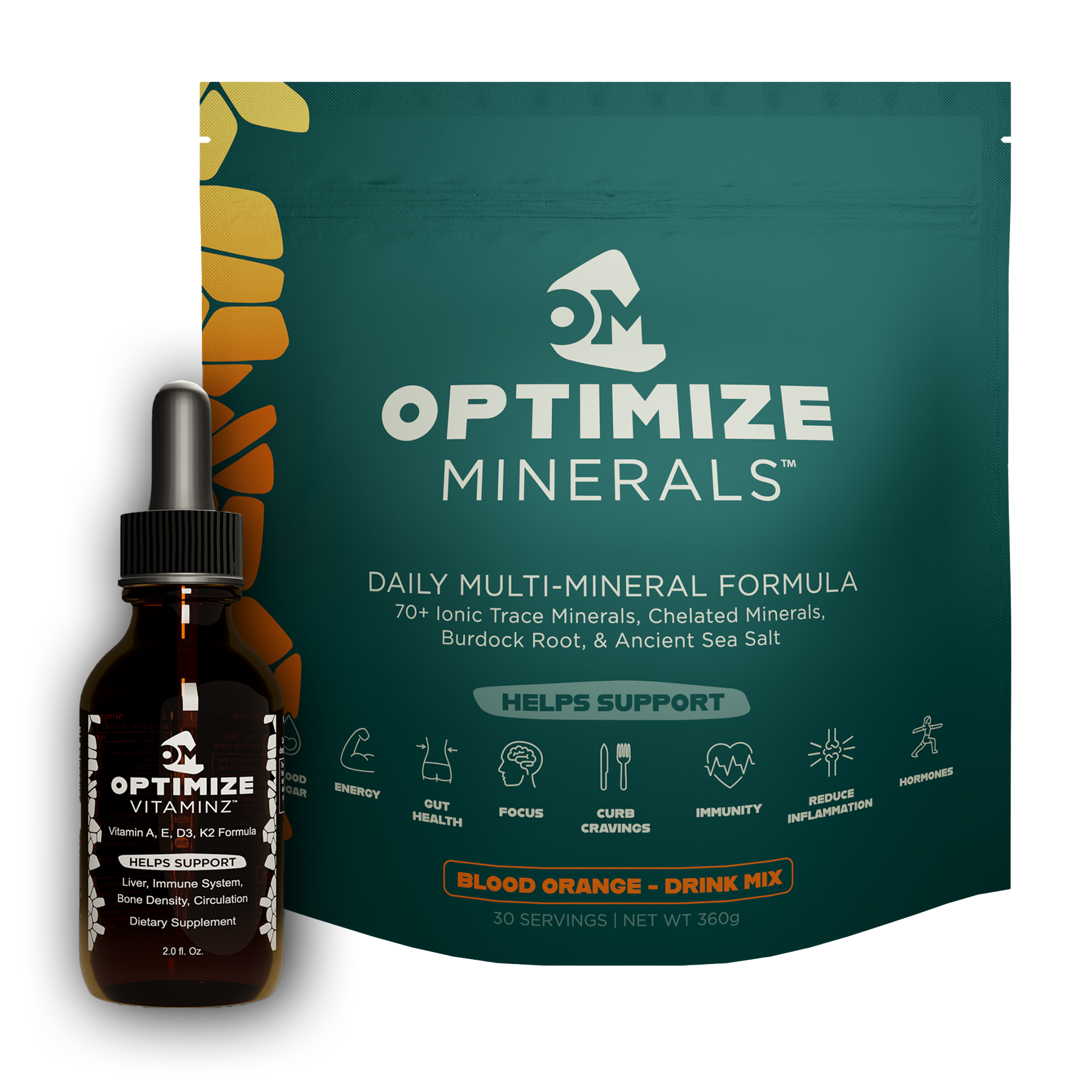 Optimize Minerals Blood Orange and Optimize Vitaminz