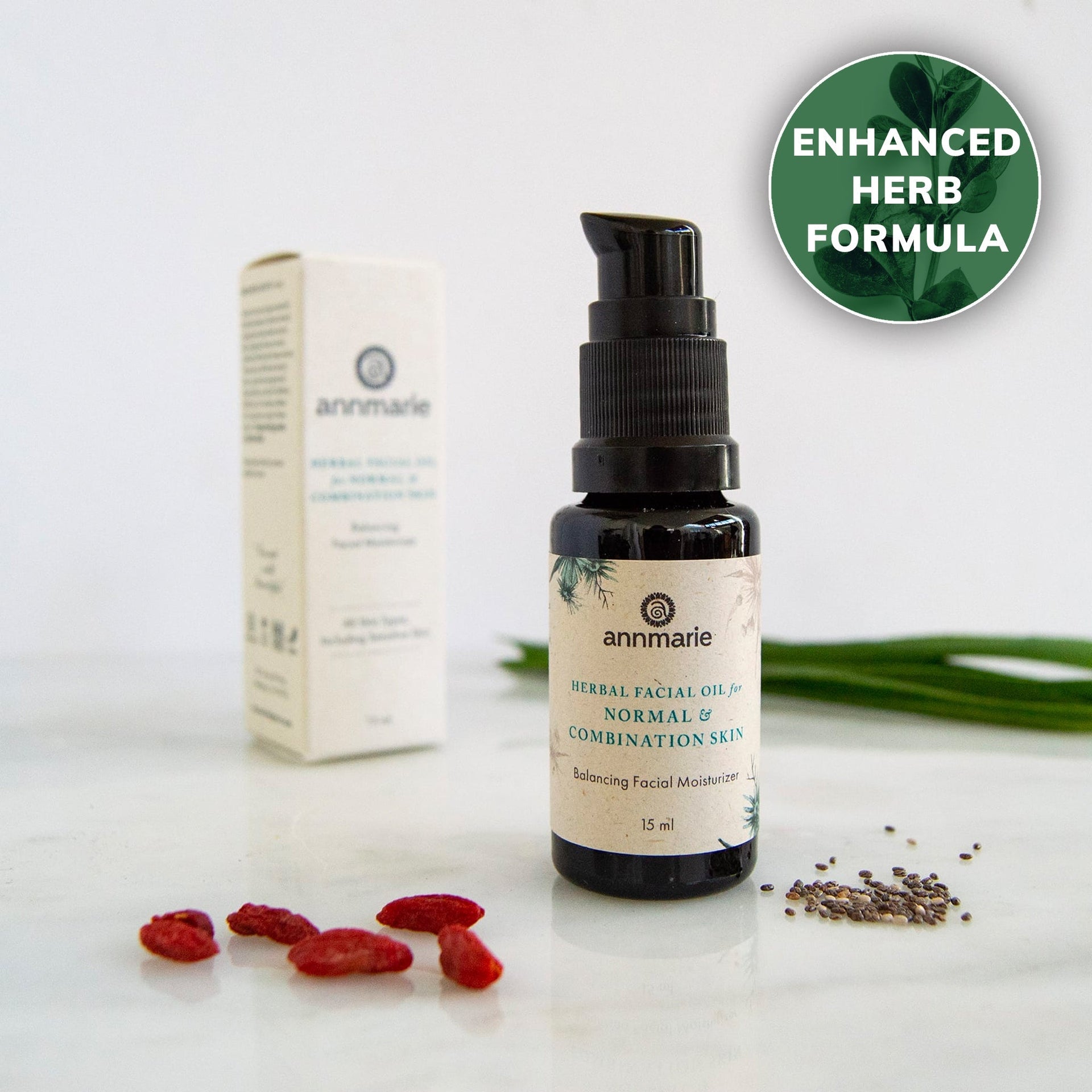 Annmarie Herbal Facial Oil for Normal & Combination Skin with enhanced herb formula and botanical oils