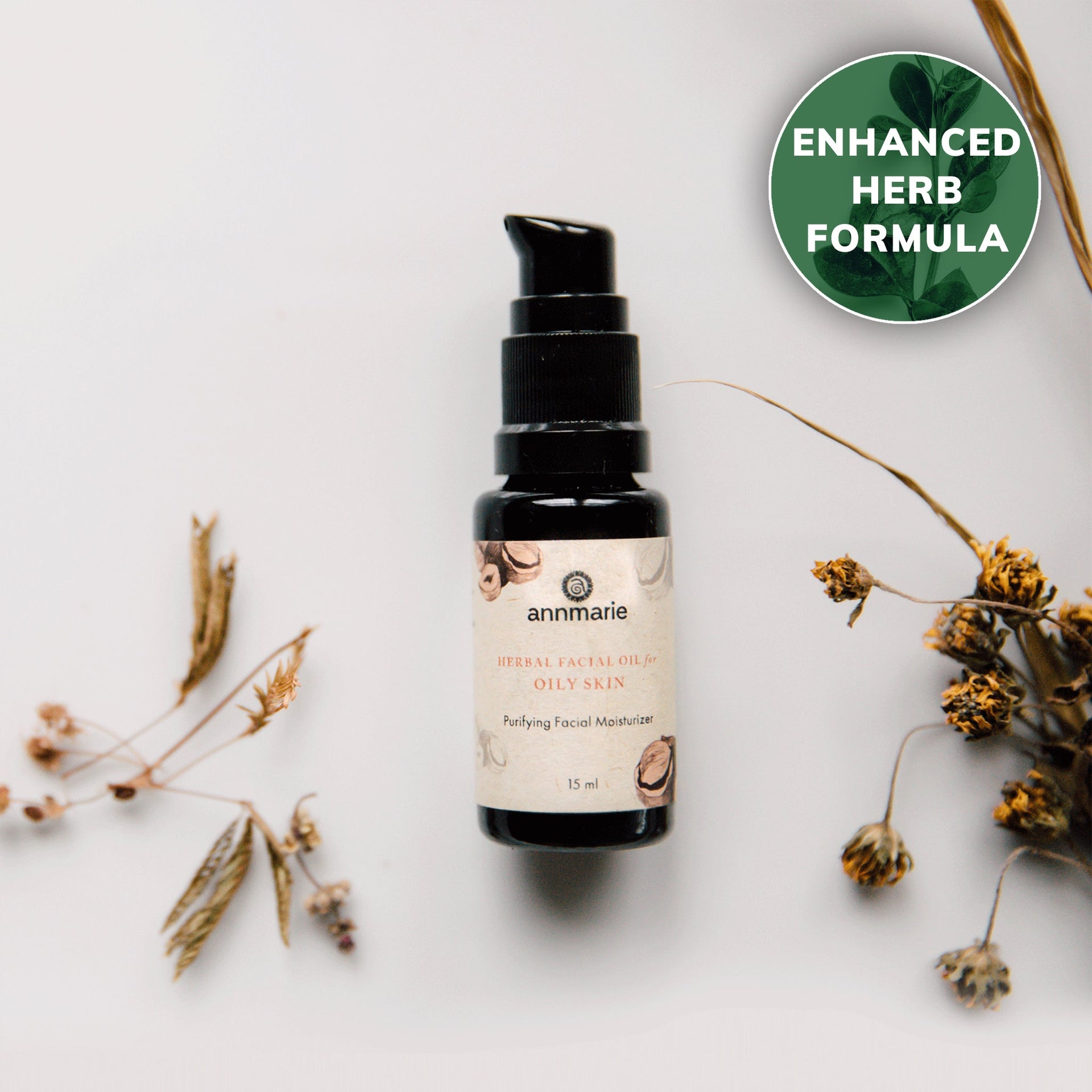 Annmarie Herbal Facial Oil for Oily Skin lightweight botanical facial oil with neem and white willow bark