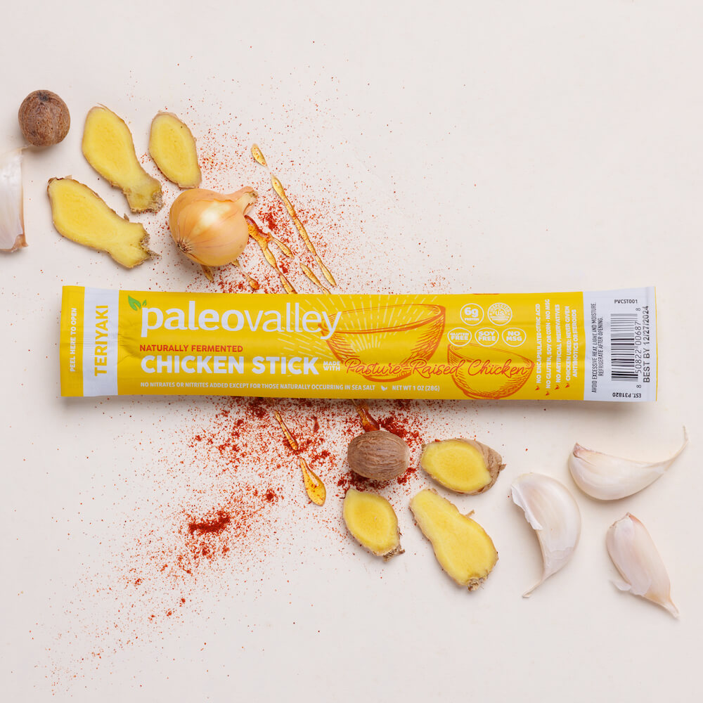 Paleovalley pasture-raised chicken stick with natural spices and clean ingredients