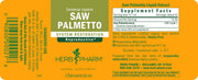 Supplement Facts of Herb Pharm SAW PALMETTO EXTRACT - 1 OZ