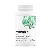 Thorne Rapid Relief Saffron dietary supplement featuring clinically studied Safr'Inside® saffron extract to support emotional well-being, a balanced stress response, and healthy sleep.