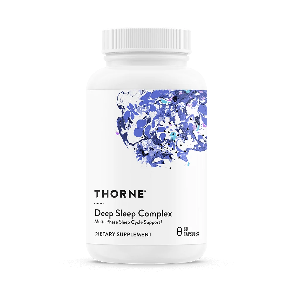 Thorne Deep Sleep Complex dietary supplement bottle on a white background