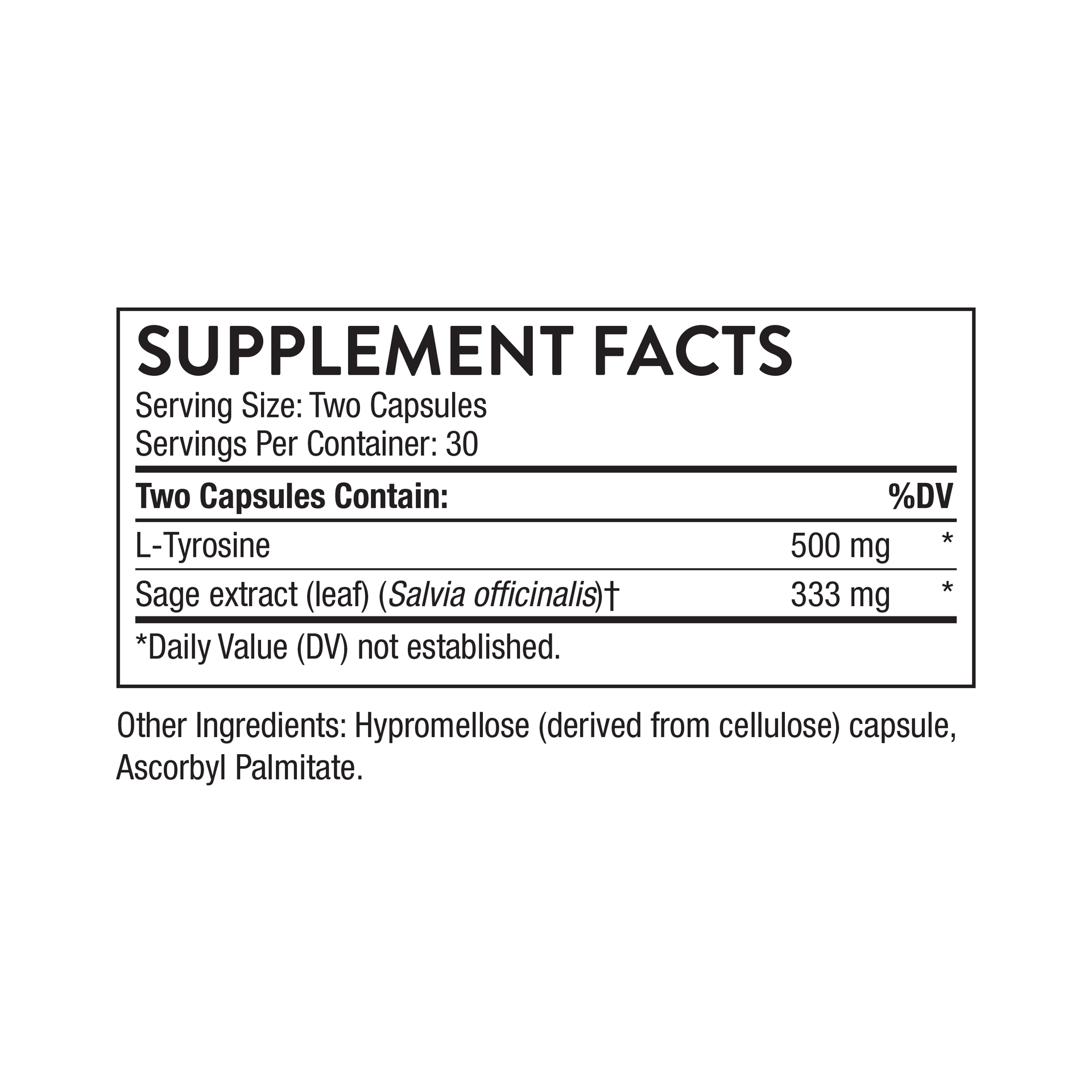 Thorne Clear Focus Supplement Facts panel with ingredient and dosage information.