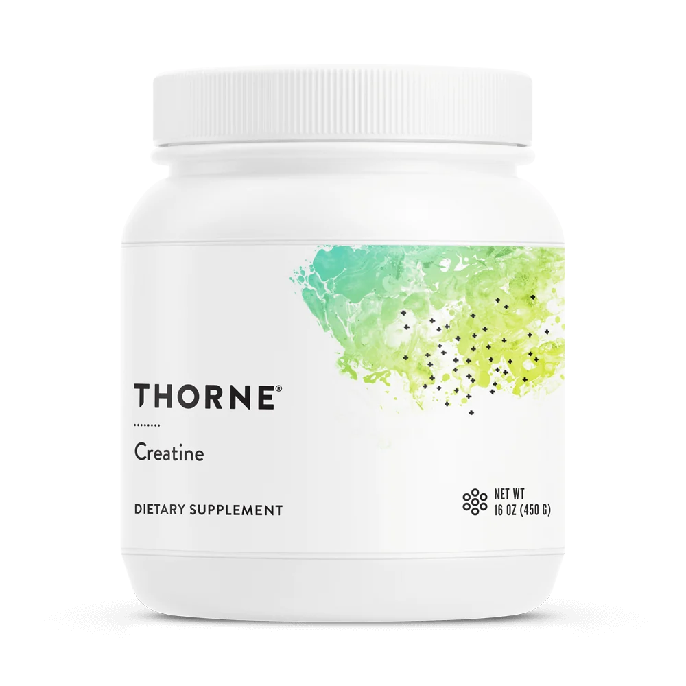 Thorne Creatine dietary supplement container on a white background