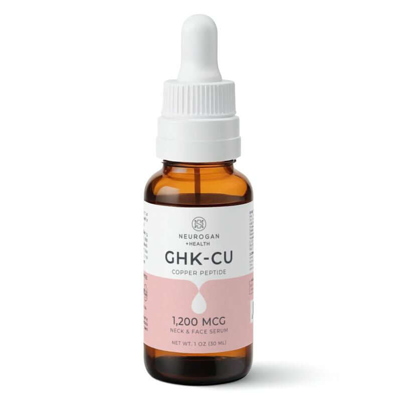 Neurogan Health GHK-Cu Copper Peptide Neck and Face Serum dropper bottle on a white background.