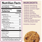 Nutrition Facts and Ingridients of Skout Organic Small Batch Soft Baked Cookie Variety Pack