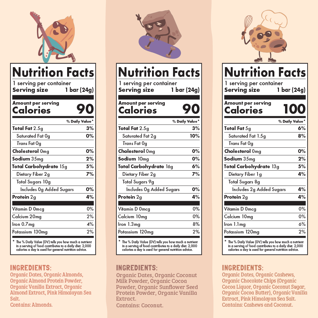 Nutrition Facts of Skout Organic Kids Bar Dessert Bundle
