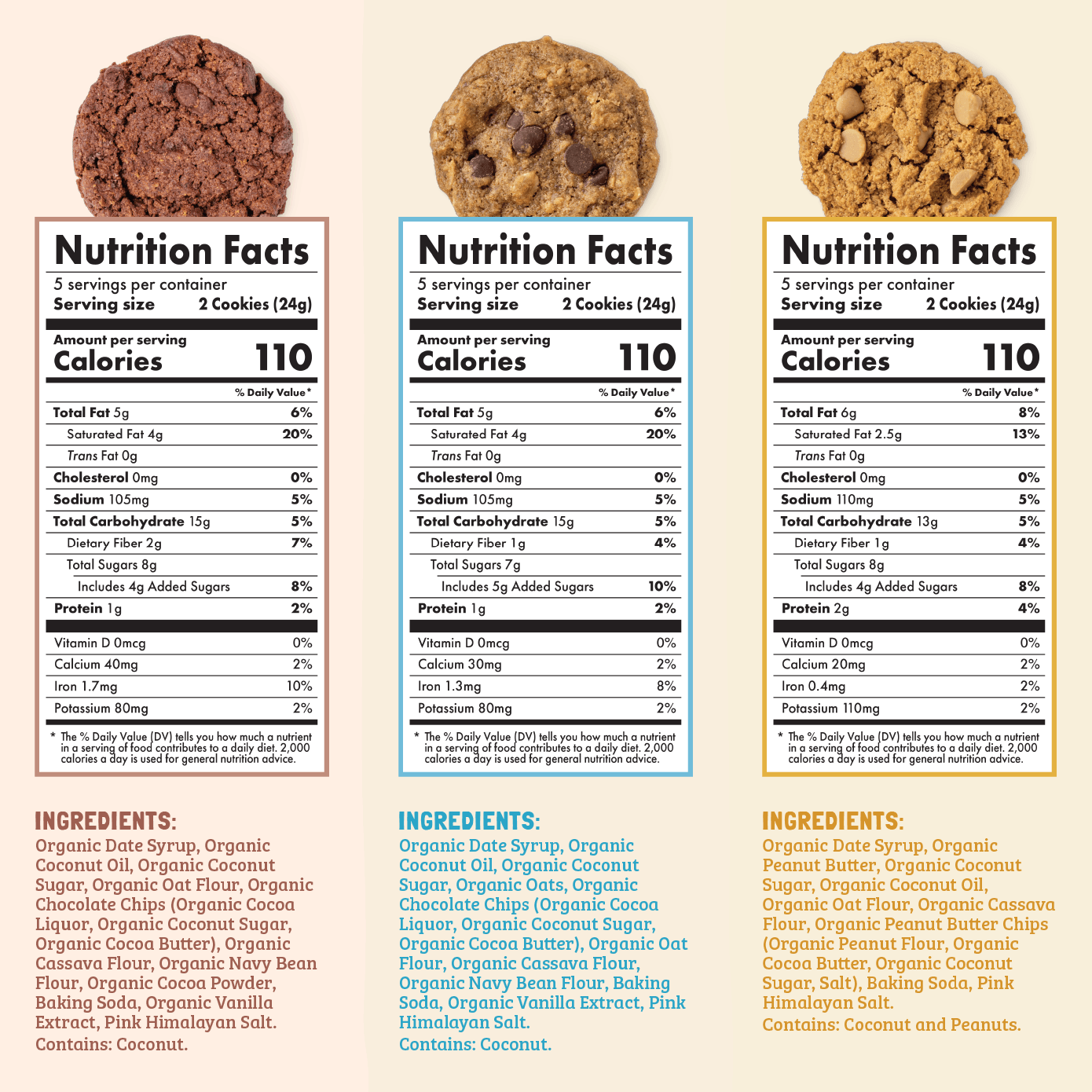 Nutrition Facts of Skout Organic Small Batch Soft Baked Cookie Variety Pack