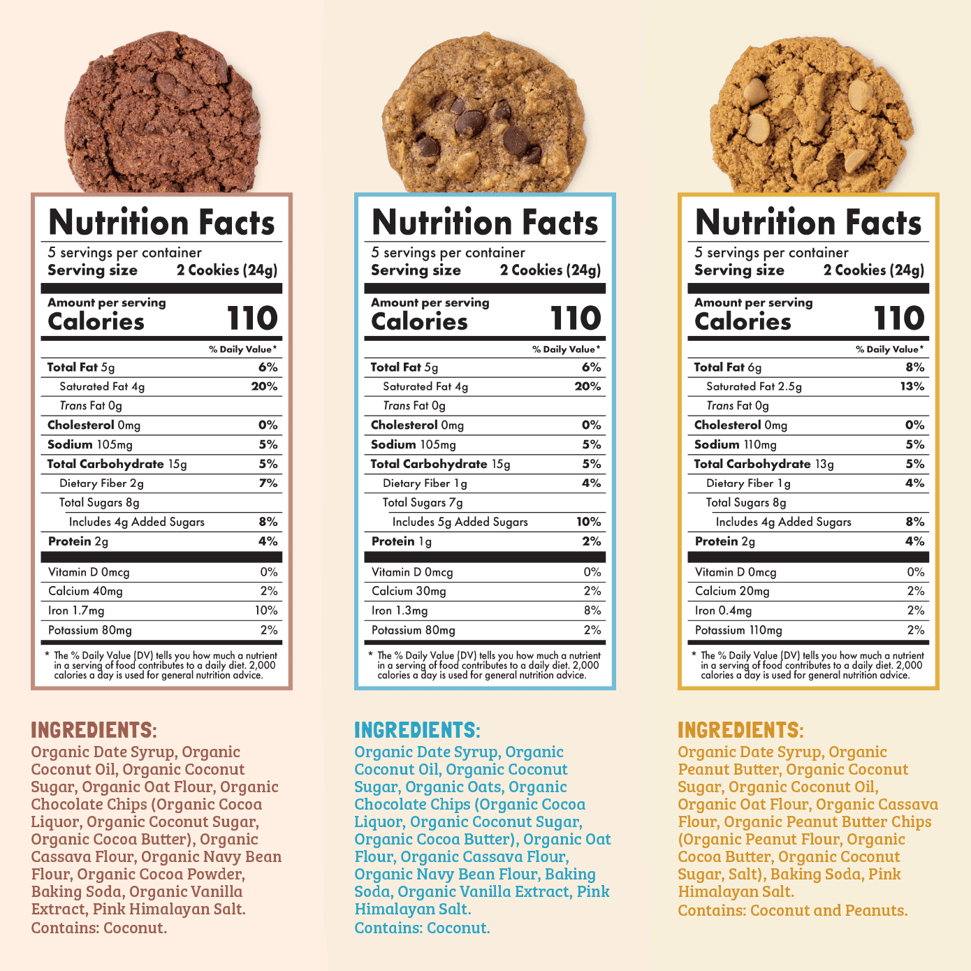 Nutrition Facts of Skout Organic Soft Baked Cookie and Kids Bar Bundle