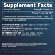 Prohealth Longevity Astaxanthin - 12 mg, 30 Capsules - Supplement Fact