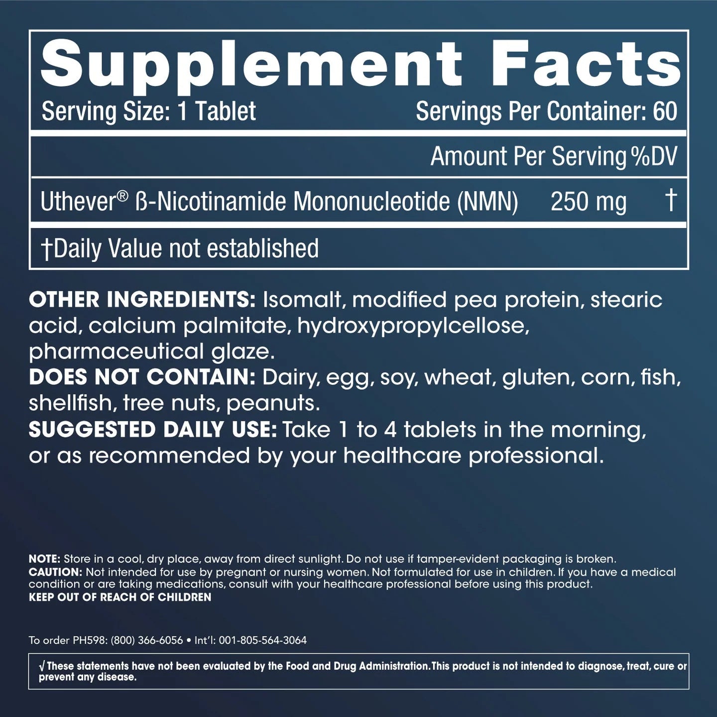 ProHealth Longevity NMN Pro™ 250 Sustained Release - Supplement Facts