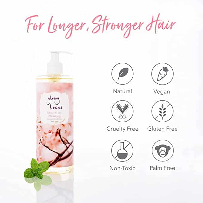 For Longer and Stronger Hair use Glossy Locks Grow More Shampoo