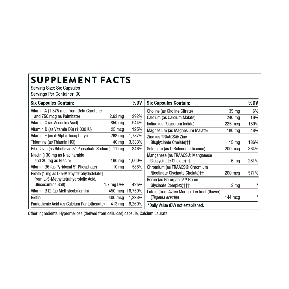Thorne Men's Multi 50+ Supplement Facts